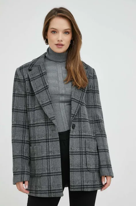 Sako s prímesou vlny Bardot šedá farba, jednoradové