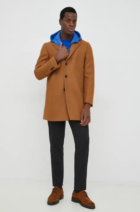 Вовняне пальто Manuel Ritz колір коричневий перехідне