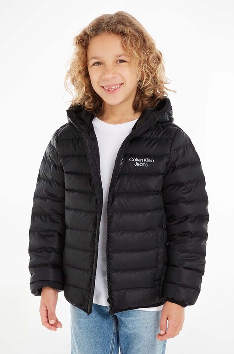 Calvin Klein Jeans geaca de puf pentru copii culoarea negru