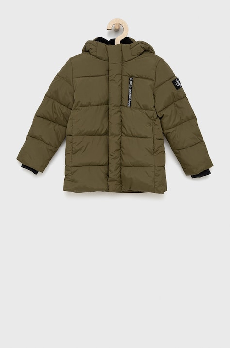 Detská bunda Calvin Klein Jeans zelená farba,