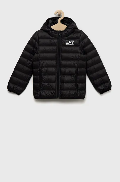 Дитяча пухова куртка EA7 Emporio Armani колір чорний