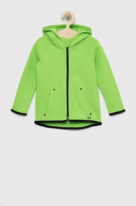 Detská mikina GAP zelená farba, s kapucňou, jednofarebná