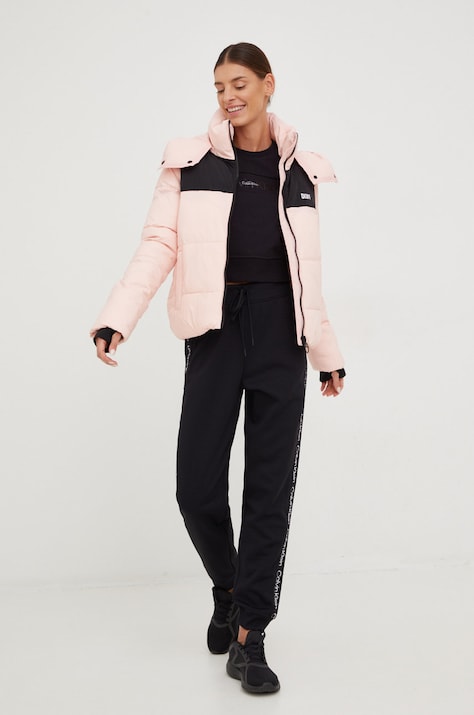 Dkny geaca femei, culoarea roz, de iarna