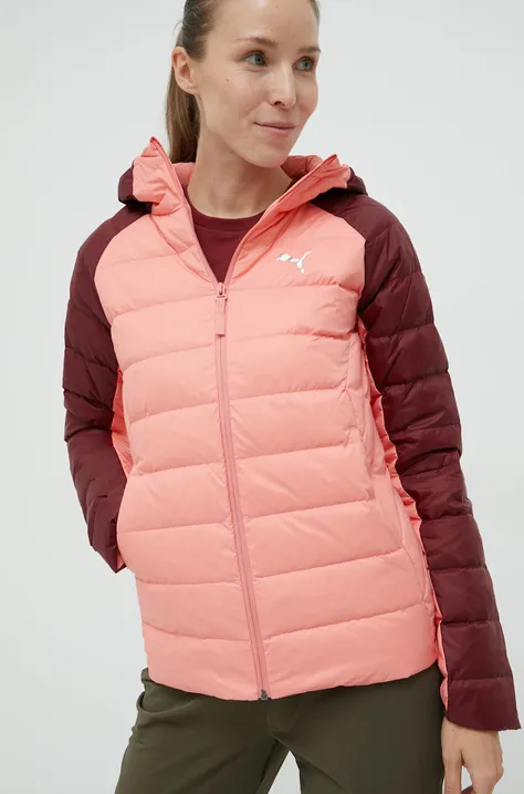 Pernata jakna Puma za žene, boja: narančasta, za prijelazno razdoblje