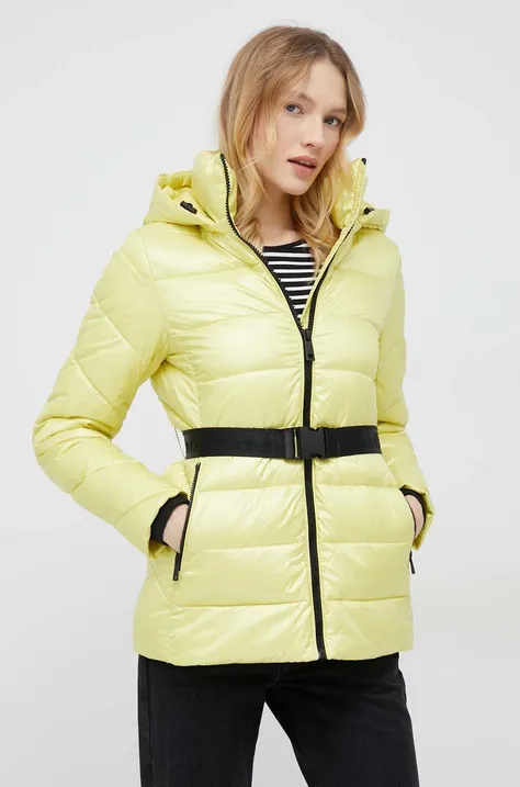 Calvin Klein geaca femei, culoarea galben, de iarna