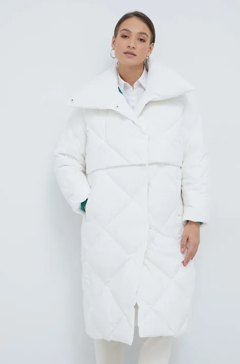 Calvin Klein kurtka puchowa damska kolor biały zimowa oversize