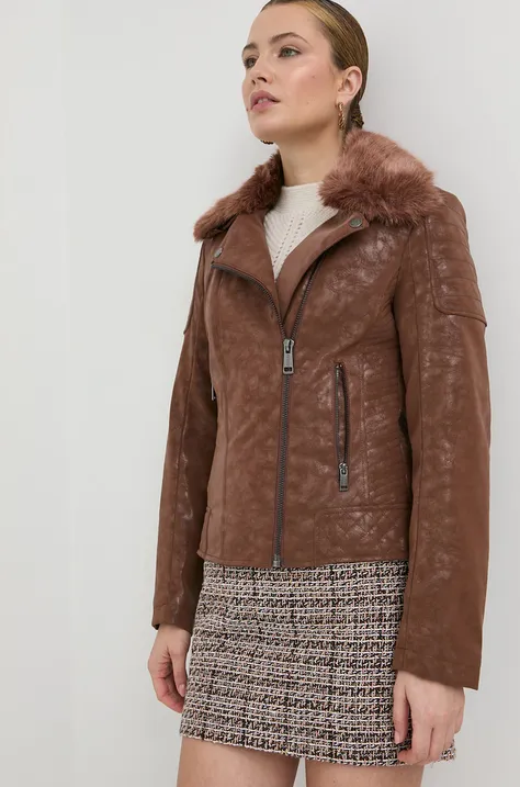 Куртка Guess жіноча колір коричневий перехідна