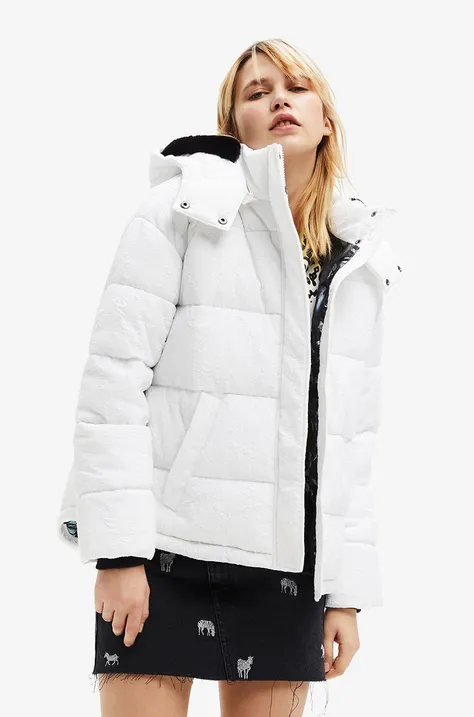 Desigual kurtka damska kolor biały zimowa