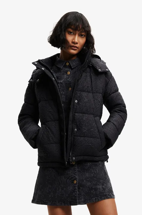 Desigual kurtka damska kolor czarny zimowa