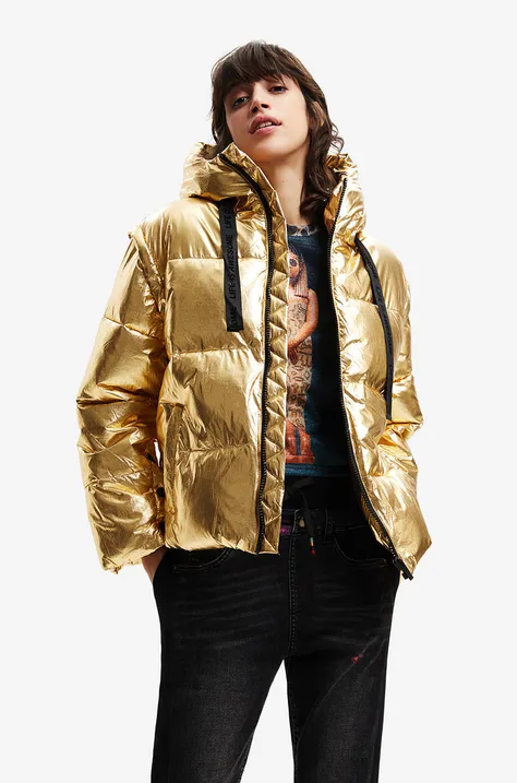 Куртка Desigual жіноча колір золотий зимова