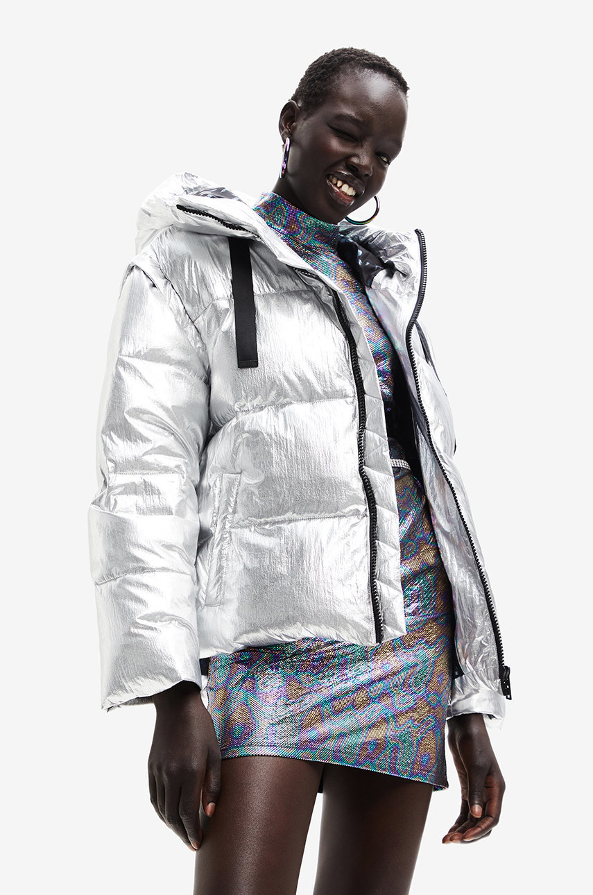 Bunda Desigual dmsk, stbrn barva, zimn