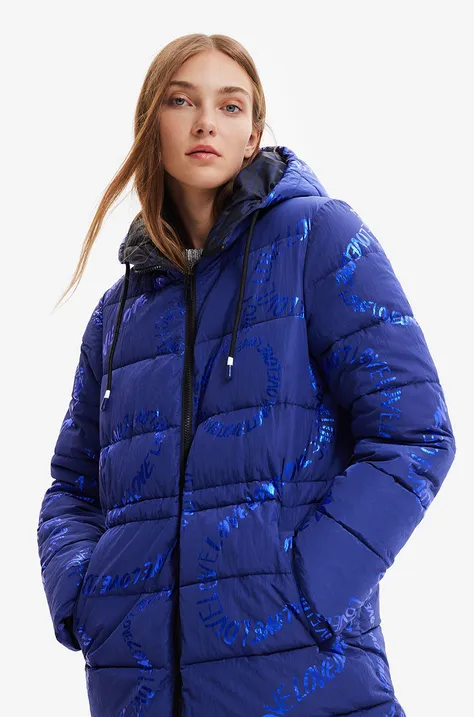 Куртка Desigual жіноча колір синій зимова oversize