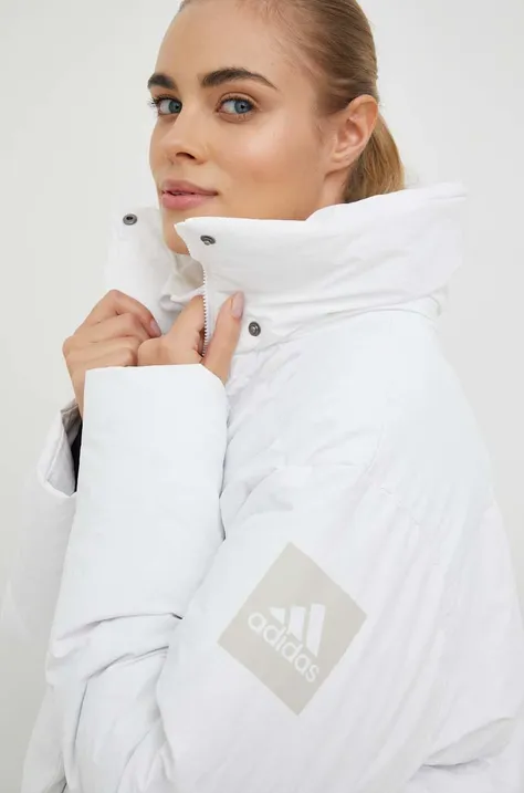 Páperová bunda adidas Performance dámska, biela farba, zimná