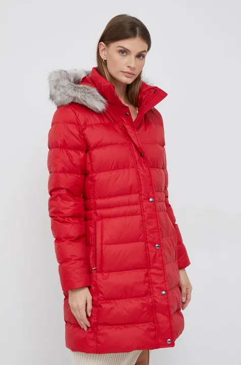Pernata jakna Tommy Hilfiger za žene, boja: crvena, za zimu