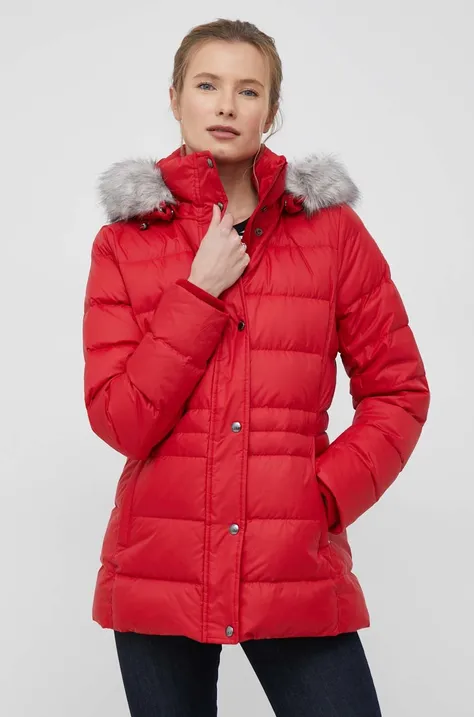 Pernata jakna Tommy Hilfiger za žene, boja: crvena, za zimu