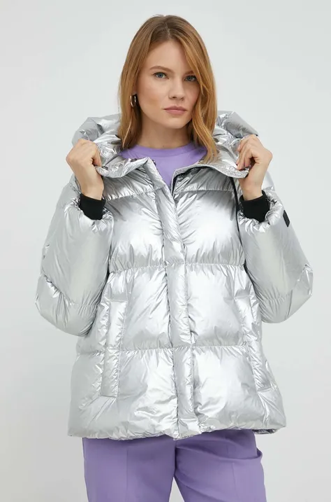 Пухова куртка Weekend Max Mara жіноча колір срібний зимова