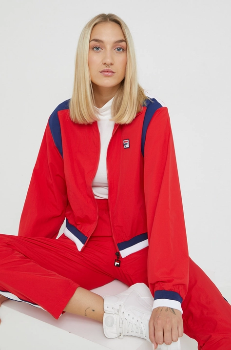 Куртка Fila жіноча колір червоний перехідна oversize