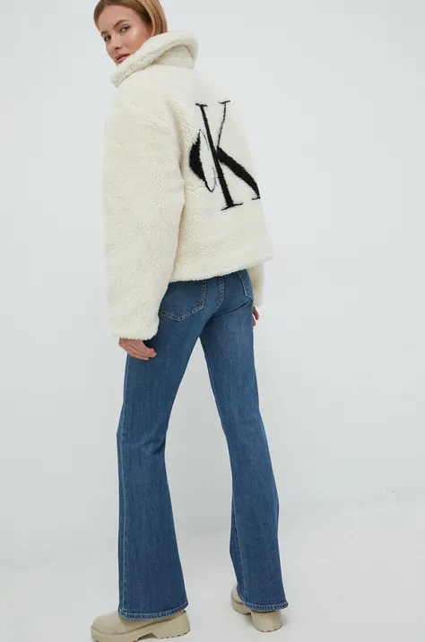Calvin Klein Jeans bluza damska kolor beżowy