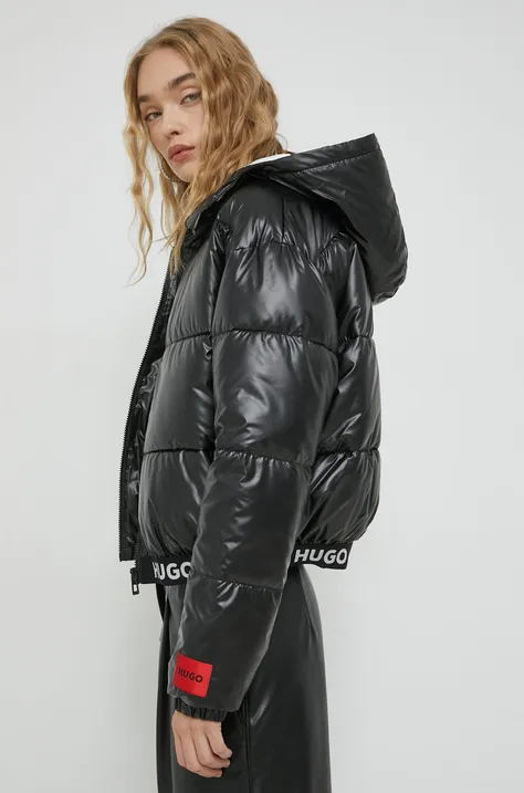 Куртка HUGO жіноча колір чорний зимова