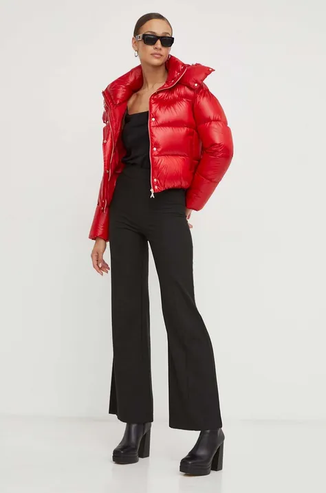 Pernata jakna Patrizia Pepe za žene, boja: crvena, za zimu