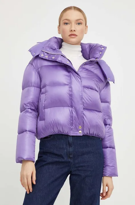 Péřová bunda Patrizia Pepe dámská, fialová barva, zimní