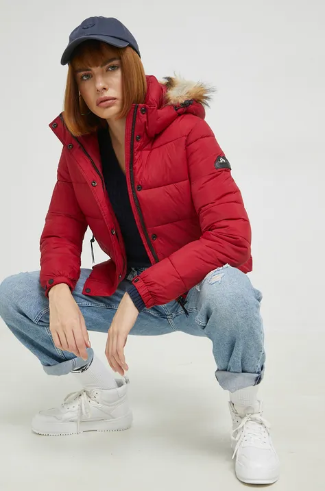 Куртка Superdry женская цвет красный зимняя