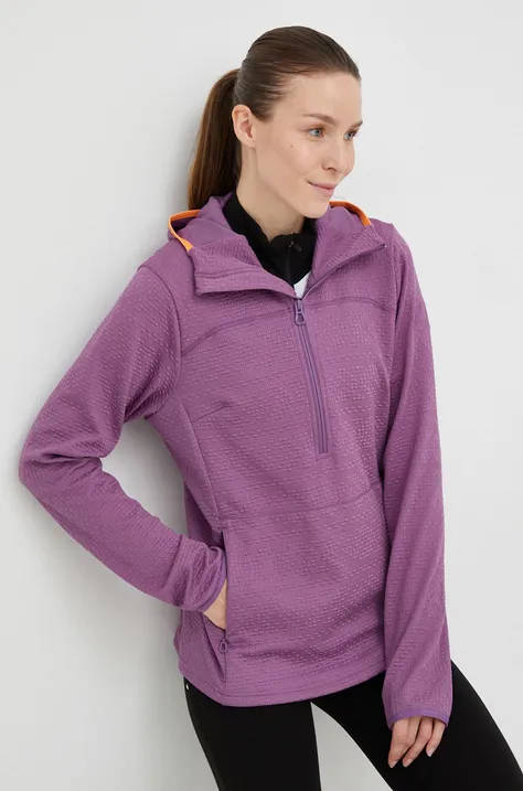 Спортивна кофта Helly Hansen Powderqueen жіноча колір фіолетовий з капюшоном однотонна