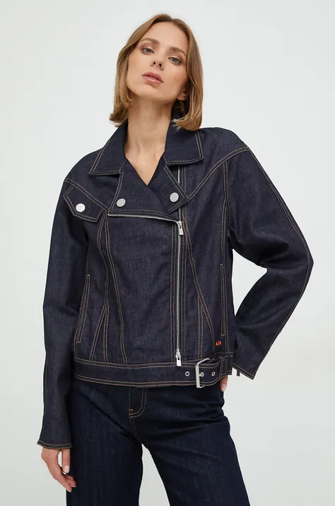 Jeans jakna Armani Exchange ženska, mornarsko modra barva,