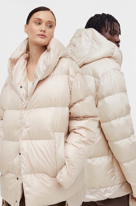 Пухено яке MMC STUDIO Jesso в бежово зимен модел с уголемена кройка