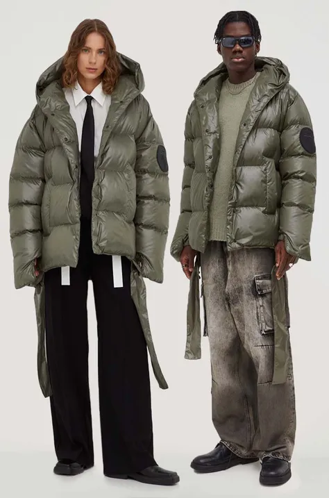 Pernata jakna MMC STUDIO Jesso za žene, boja: zelena, za zimu, oversize