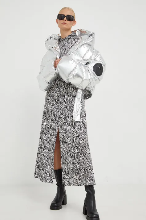 Páperová bunda MMC STUDIO Maffo Gloss dámska, šedá farba, zimná, oversize