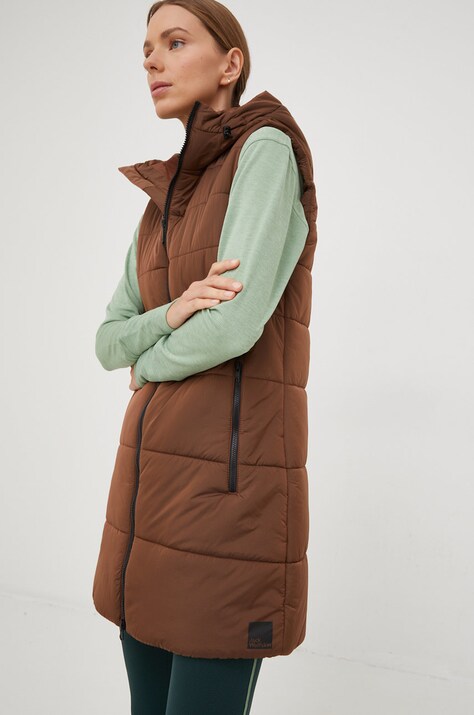 Безрукавка Jack Wolfskin женский цвет коричневый зимний