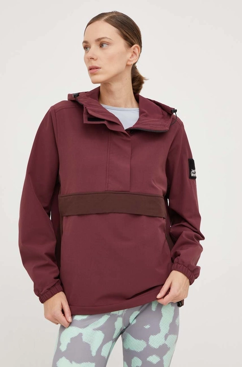 Jack Wolfskin geaca femei, culoarea bordo, de tranzitie