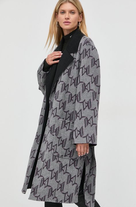Μάλλινο παλτό διπλής όψης Karl Lagerfeld