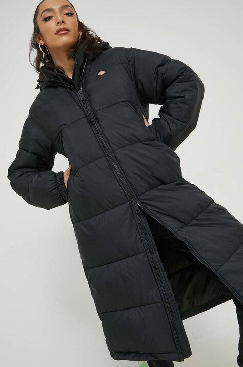 Dickies geaca femei, culoarea negru, de iarna, oversize