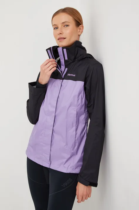 Vodoodporna jakna Marmot Precip Eco ženska, vijolična barva