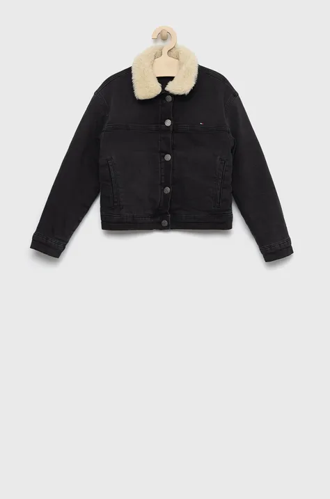 Otroška jakna Tommy Hilfiger črna barva