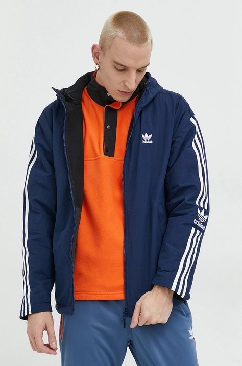 adidas Originals kurtka dwustronna męska kolor niebieski przejściowa