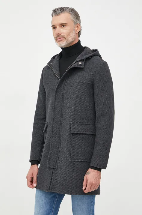 Vunena jakna Sisley boja: crna, za prijelazno razdoblje