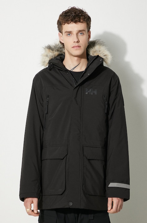 Bunda Helly Hansen REINE PARKA pánska, čierna farba, prechodná, 53630