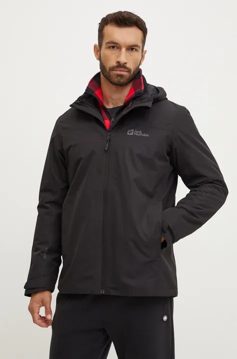 Куртка outdoor Jack Wolfskin Taubenberg 3in1 колір чорний