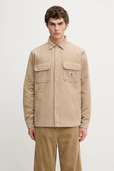 Куртка Carhartt WIP Whitsome Shirt Jac мужская цвет бежевый переходная I028827-WALL
