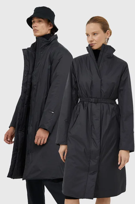 Rains geacă 15500 Long Padded Nylon W Coat culoarea negru, de tranzitie 15500.01-01.Black