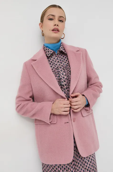 Μάλλινο παλτό Marella γυναικεία, χρώμα: ροζ