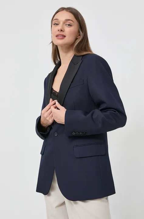 Пиджак с примесью шерсти Karl Lagerfeld Karl Lagerfeld x Cara Delevingne цвет синий однобортный однотонный