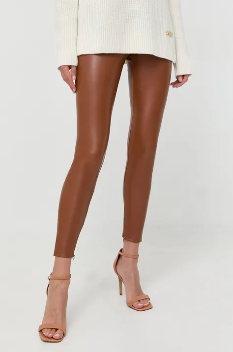 MICHAEL Michael Kors legginsy damskie kolor brązowy gładkie