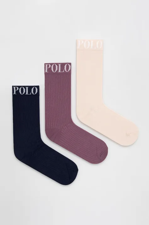 Κάλτσες Polo Ralph Lauren 3-pack χρώμα: ναυτικό μπλε