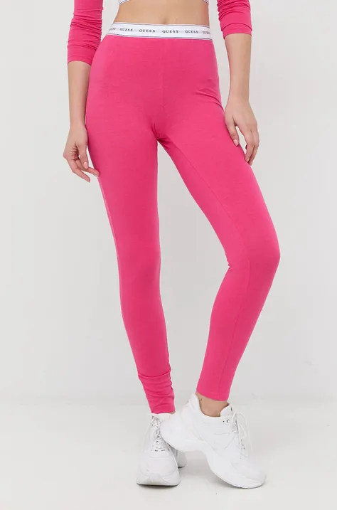 Guess legginsy damskie kolor różowy z aplikacją