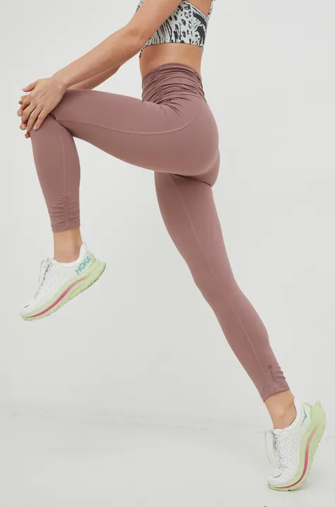 Tajice za jogu adidas Performance Studio Gathered za žene, boja: ljubičasta, glatki materijal