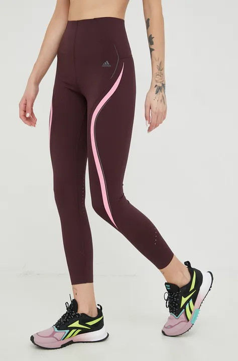 adidas Performance legginsy treningowe damskie kolor fioletowy z nadrukiem